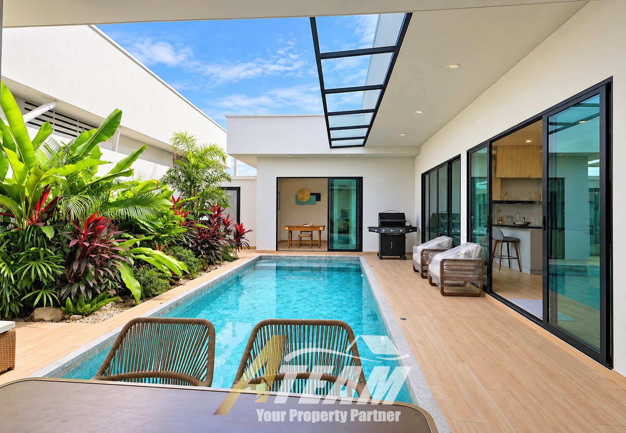Spacious 2-Bedroom Private Pool Villa with Separate Office for Rent at Asai Village, Hua Hin –  ฿40,000/Month, thumbnail 3