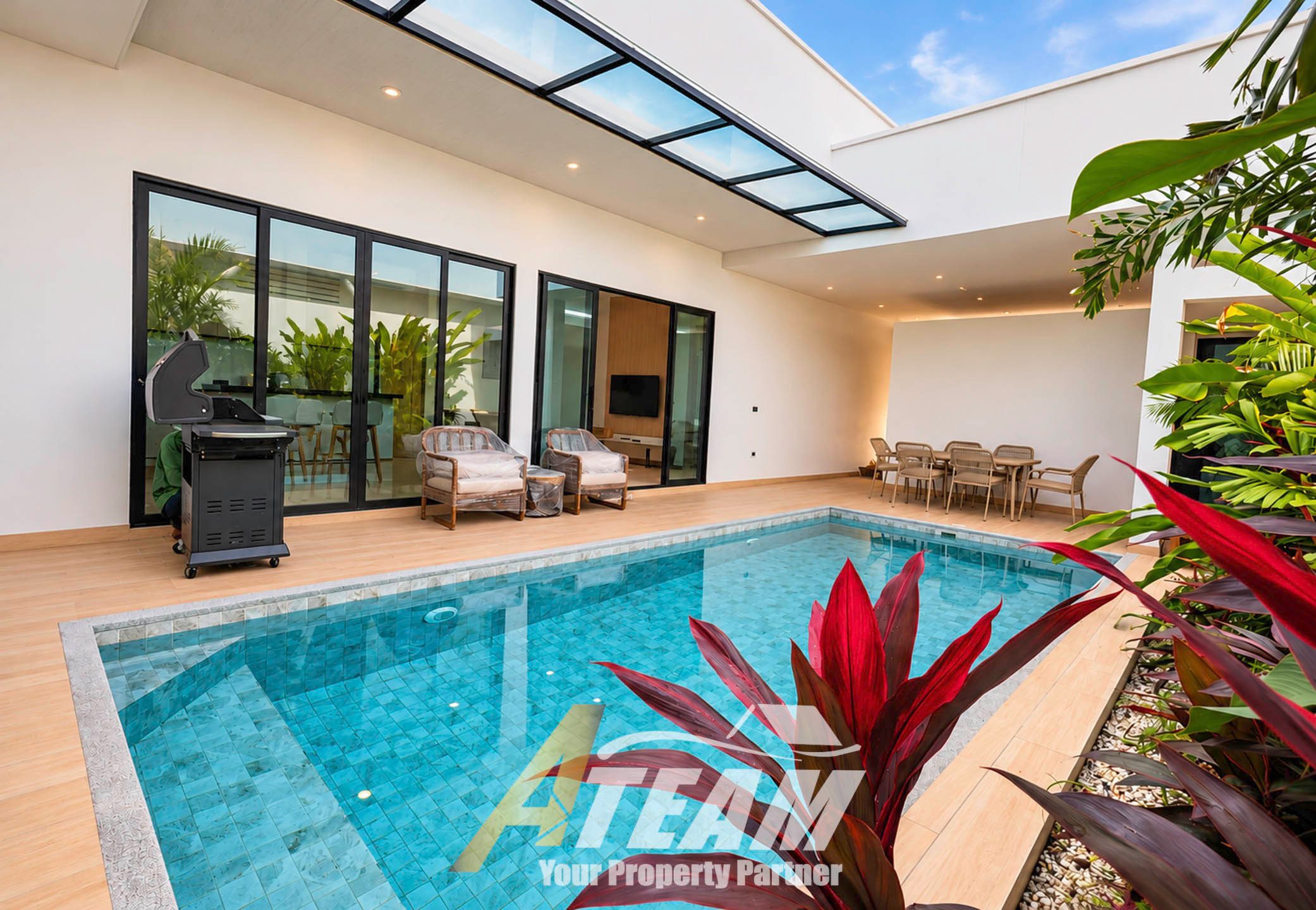 Spacious 2-Bedroom Private Pool Villa with Separate Office for Rent at Asai Village, Hua Hin –  ฿40,000/Month