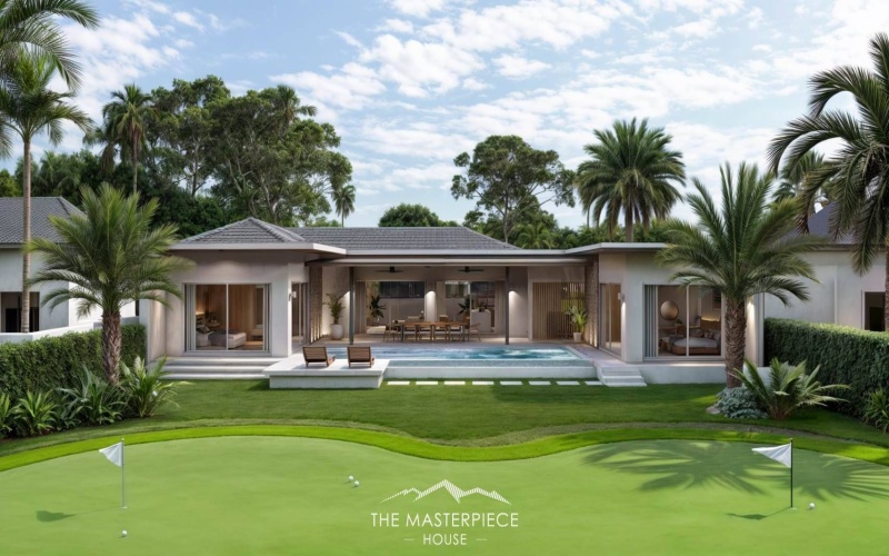 Secure this luxury 3-bedroom, 4-bathroom pool villa in Hua Hin’s Black Mountain area for only 14.5M THB pre-completion. Fully furnished, 319 sqm usable area, 808 sqm land, mountain views, mini golf lawn, and 5-year warranty.