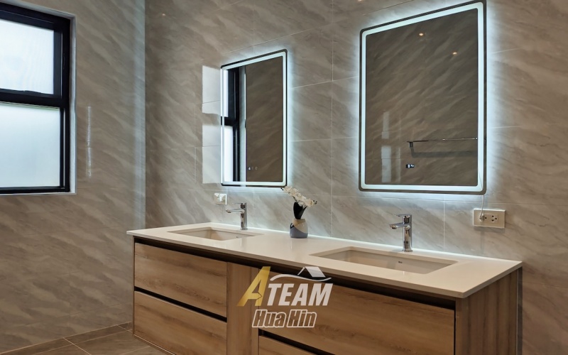 Brand new 3-bedroom pool villa for sale in Khao Tao near the lake. Mountain views, private pool, 160 sqm living space on 106 sqw plot. Price: 8.5M THB.