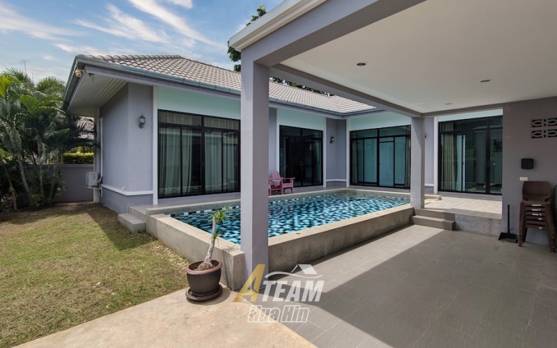 Hua Hin house for sale, Soi 112 villa, Hua Hin pool villa, 3 bedroom villa Hua Hin, Hua Hin property, Hua Hin no common fee, Thailand real estate, Hua Hin investment, Hua Hin saltwater pool