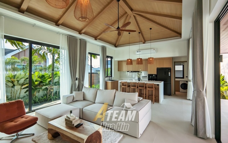 Secure this luxury 3-bedroom, 4-bathroom pool villa in Hua Hin’s Black Mountain area for only 14.5M THB pre-completion. Fully furnished, 319 sqm usable area, 808 sqm land, mountain views, mini golf lawn, and 5-year warranty.