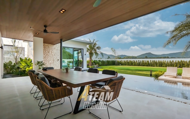 Secure this luxury 3-bedroom, 4-bathroom pool villa in Hua Hin’s Black Mountain area for only 14.5M THB pre-completion. Fully furnished, 319 sqm usable area, 808 sqm land, mountain views, mini golf lawn, and 5-year warranty.