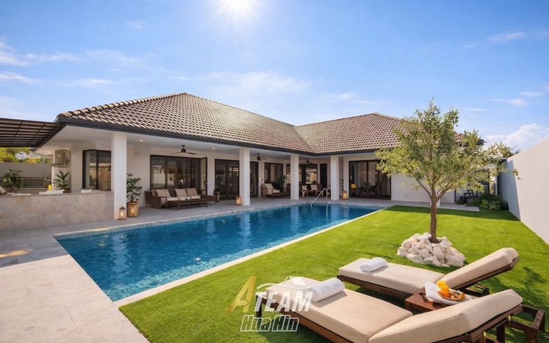 Modern pool villa Hua Hin, Soi 114 villa for sale, Hua Hin luxury villa, in-town pool villa, modern house Hua Hin, Hua Hin property investment, fully furnished villa