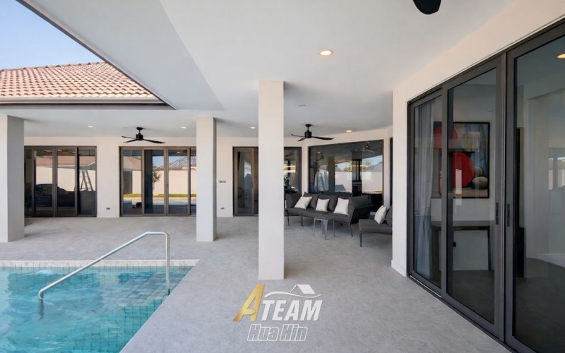 Modern pool villa Hua Hin, Soi 114 villa for sale, Hua Hin luxury villa, in-town pool villa, modern house Hua Hin, Hua Hin property investment, fully furnished villa