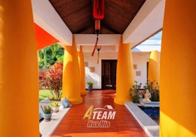 Exceptional 6-bedroom luxury pool villa on 3,200 sqm freehold land in Hunsa Residence, Nong Kae, Hua Hin. Ideal private estate or retreat.