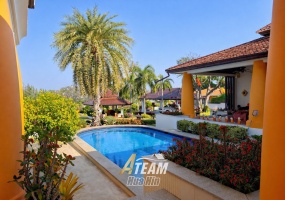 Exceptional 6-bedroom luxury pool villa on 3,200 sqm freehold land in Hunsa Residence, Nong Kae, Hua Hin. Ideal private estate or retreat.