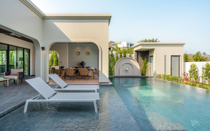 Balinese villa Hua Hin, Black Mountain villa for sale, luxury pool villa Hua Hin, mountain view villa Hua Hin, Hua Hin property for sale, tropical villa Thailand, furnished pool villa Hua Hin, golf area villa Hua Hin, luxury real estate Hua Hin, Black Mountain property