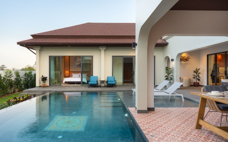 Balinese villa Hua Hin, Black Mountain villa for sale, luxury pool villa Hua Hin, mountain view villa Hua Hin, Hua Hin property for sale, tropical villa Thailand, furnished pool villa Hua Hin, golf area villa Hua Hin, luxury real estate Hua Hin, Black Mountain property