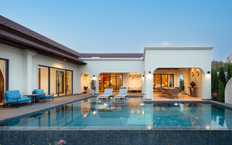 Balinese villa Hua Hin, Black Mountain villa for sale, luxury pool villa Hua Hin, mountain view villa Hua Hin, Hua Hin property for sale, tropical villa Thailand, furnished pool villa Hua Hin, golf area villa Hua Hin, luxury real estate Hua Hin, Black Mountain property