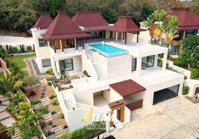 Brand-new 7-bedroom luxury villa in Panorama Khao Tao with infinity pool, sea and mountain views, 800 sqm living area, and 996 sqm land plot. A-Team Real estate