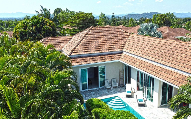 Pool-villa-For-Sale-Hua-Hin-Red-moutain-water-side-drone2