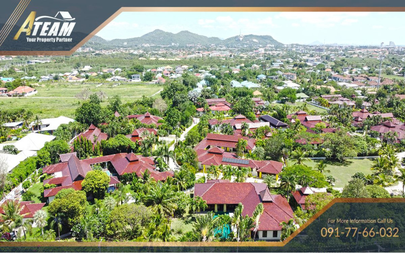 Bali-style-pool-villa-soi-114-for-sale-hua-hin-drone-1