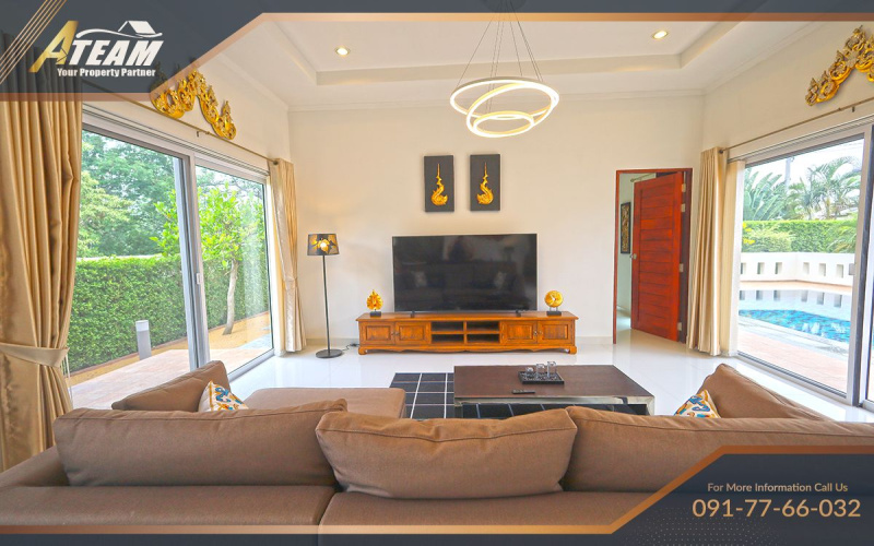 Hua Hin pool villa, Bor Fai property, house for sale Hua Hin, Nice Breeze 6, freehold villa Thailand, 3-bedroom villa Hua Hin, Hua Hin real estate, tropical villa Thailand, fully furnished villa Hua Hin, ATEAM Property Group