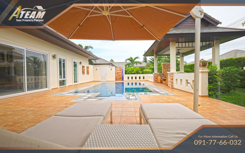Hua Hin pool villa, Bor Fai property, house for sale Hua Hin, Nice Breeze 6, freehold villa Thailand, 3-bedroom villa Hua Hin, Hua Hin real estate, tropical villa Thailand, fully furnished villa Hua Hin, ATEAM Property Group