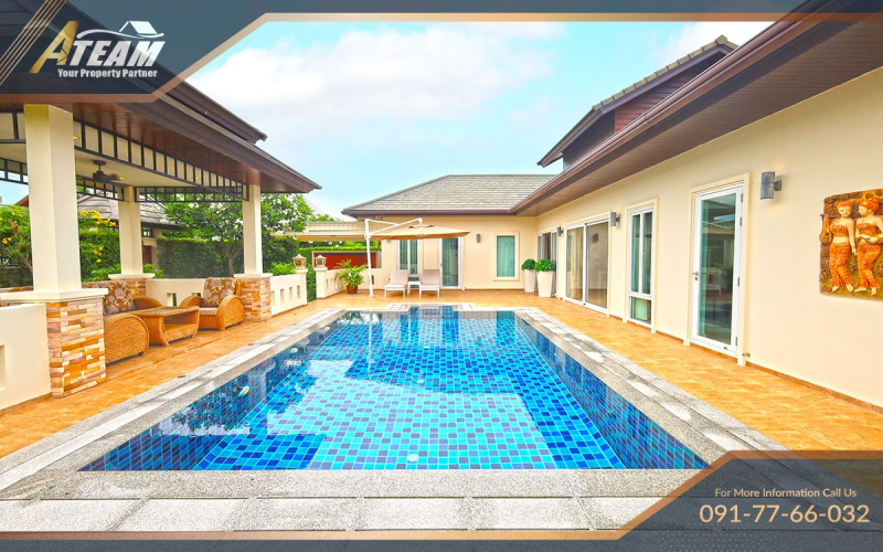 Hua Hin pool villa, Bor Fai property, house for sale Hua Hin, Nice Breeze 6, freehold villa Thailand, 3-bedroom villa Hua Hin, Hua Hin real estate, tropical villa Thailand, fully furnished villa Hua Hin, ATEAM Property Group
