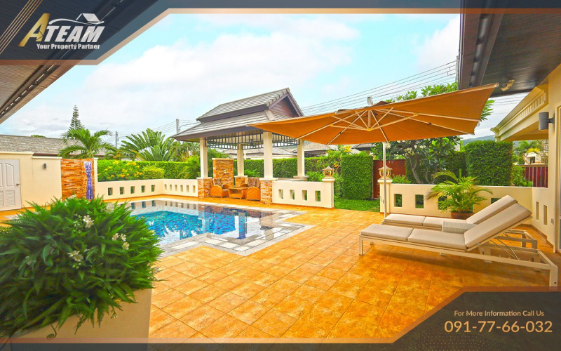 Hua Hin pool villa, Bor Fai property, house for sale Hua Hin, Nice Breeze 6, freehold villa Thailand, 3-bedroom villa Hua Hin, Hua Hin real estate, tropical villa Thailand, fully furnished villa Hua Hin, ATEAM Property Group