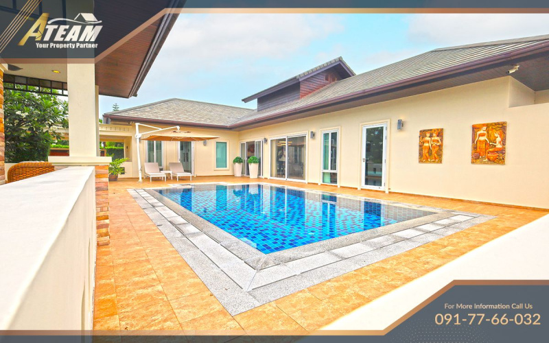 Hua Hin pool villa, Bor Fai property, house for sale Hua Hin, Nice Breeze 6, freehold villa Thailand, 3-bedroom villa Hua Hin, Hua Hin real estate, tropical villa Thailand, fully furnished villa Hua Hin, ATEAM Property Group