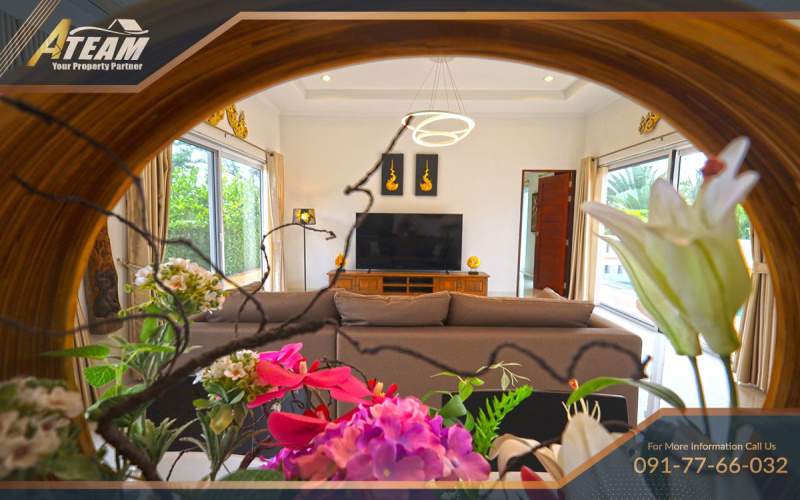 Hua Hin pool villa, Bor Fai property, house for sale Hua Hin, Nice Breeze 6, freehold villa Thailand, 3-bedroom villa Hua Hin, Hua Hin real estate, tropical villa Thailand, fully furnished villa Hua Hin, ATEAM Property Group